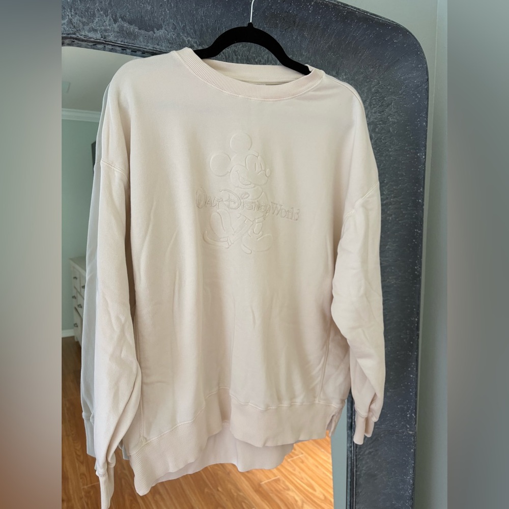 Disney Cream Embossed Mickey Crewneck Sweater